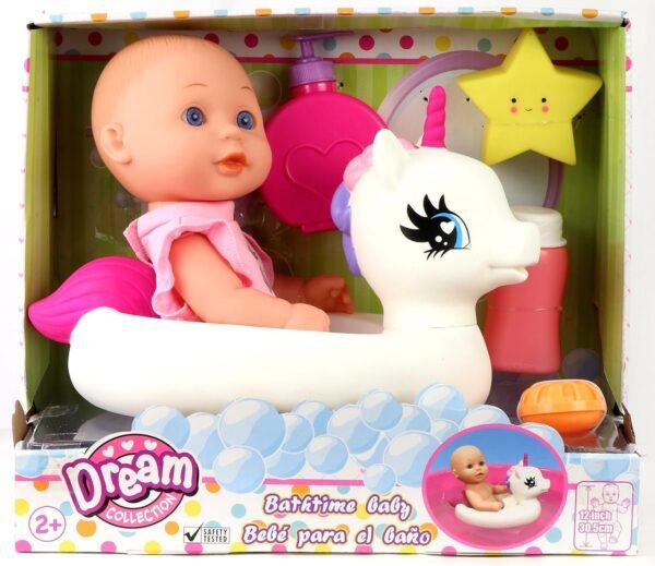 Gi-Go Bath Time 12 Baby Doll with Unicorn Floatie Kit