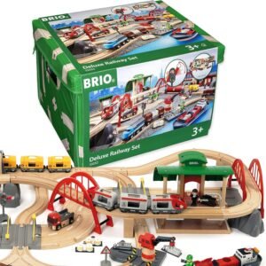 Brio World 33052 Deluxe Railway Set Wooden Toy Train Set for Kids