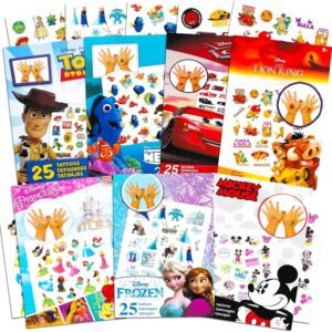 Disney Tattoos Party Favors Mega Assortment ~ Bundle Includes 7 Disney Favorites