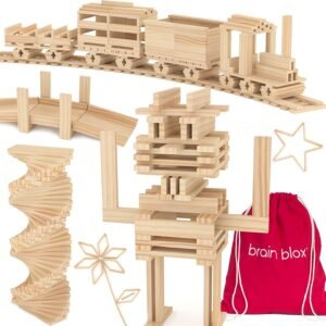 Brain Blox Wooden Building Blocks for Kids - Building Planks Set, STEM