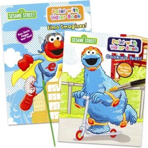 Sesame Street Paint With Water Books with Paint Brush 2 Books, 1