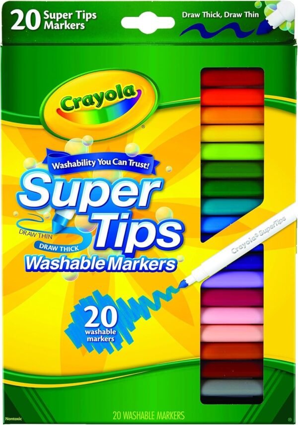 Crayola Super Tips Markers, Washable Markers, Assorted Colors, 20 Count