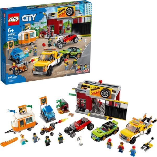 LEGO City Tuning Workshop Toy Car Garage 60258, Cool Building Set for
