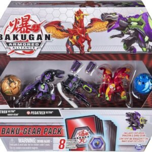Bakugan Baku-Gear 4-Pack, Trox Ultra with Baku-Gear and Pegatrix Ultra, Collectible Action
