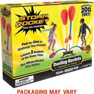 Stomp Rocket Dueling Rockets, 4 Rockets and Rocket Launcher - Outdoor Rocket