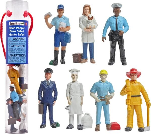 Safari Ltd People TOOB With 7 Everyday Heroes Figurine Toys, Including Construction
