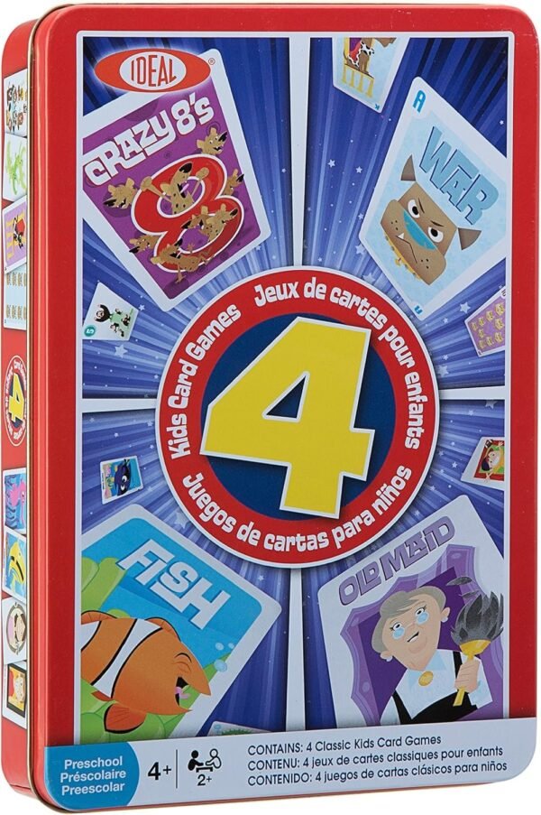 Ideal Childrens Tin of 4 Kids Card Games Kit Toy