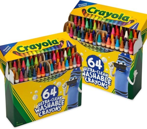 Crayola 64ct Ultra Clean Washable Crayons, 2 Pack Bulk Crayon Set, Gift
