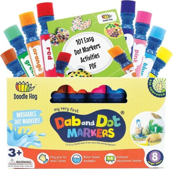 Washable 8 Colors Dot Markers Pack Set. Fun Art Supplies for Kids,