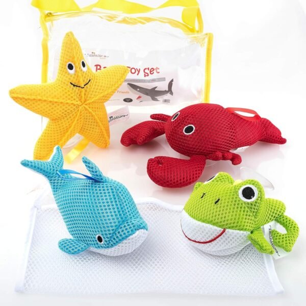 Little Additions Soft and Educational Baby Bath Toy Set with Storage Bag