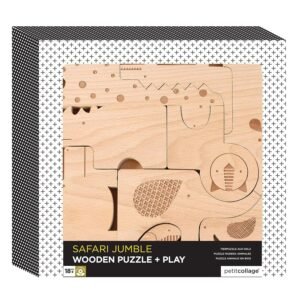 Petit Collage Wooden Puzzle Plus Play, Safari Jumble Kit Toy