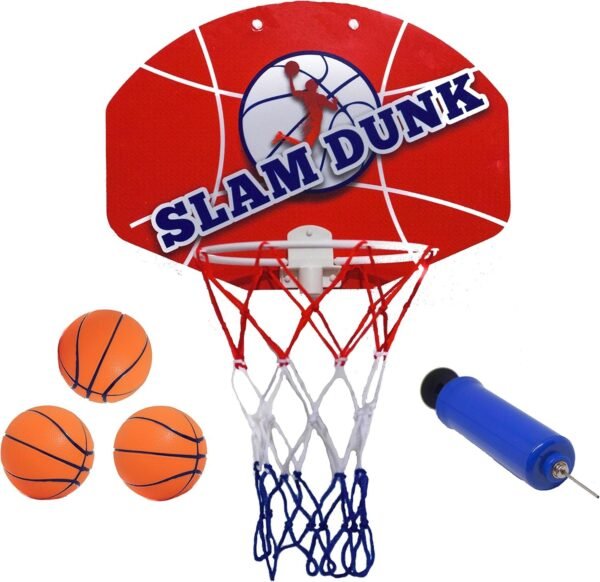 Slam Dunk Mini Basketball Hoop Set - Over The Door Plastic Toy