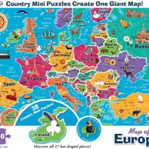 Re-marks Map of Europe 850 Piece Jigsaw Puzzle with Mini Poster and