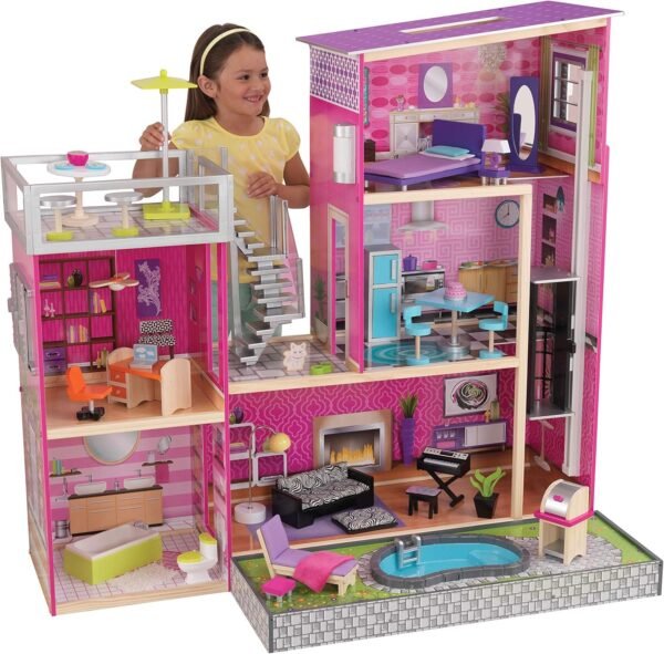 KidKraft Girls Uptown Dollhouse with Furniture Kit Toy Fun Kids