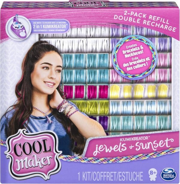 Cool Maker, KumiKreator Sunset and Jewels Fashion Pack 2-Pack Refill, Friendship Bracelet