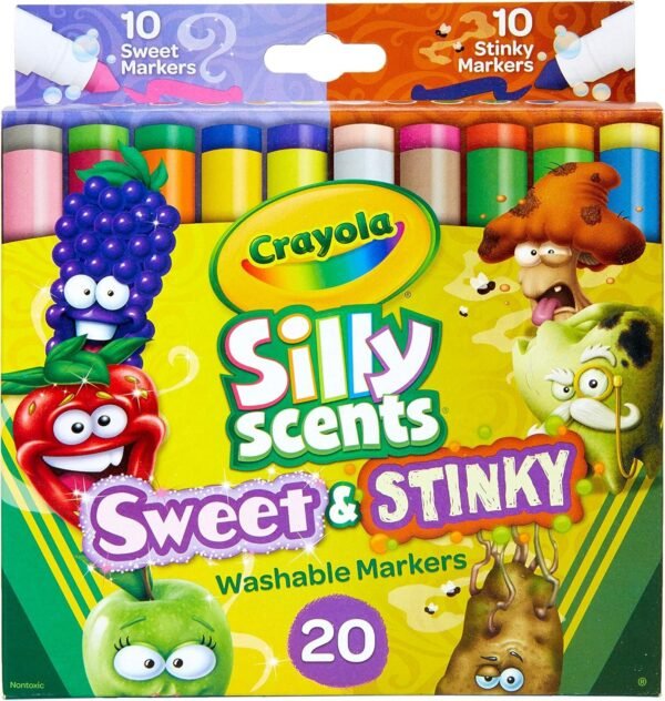 Crayola Silly Scents Sweet & Stinky Scented Markers, 20Count, Washable Markers, Gift