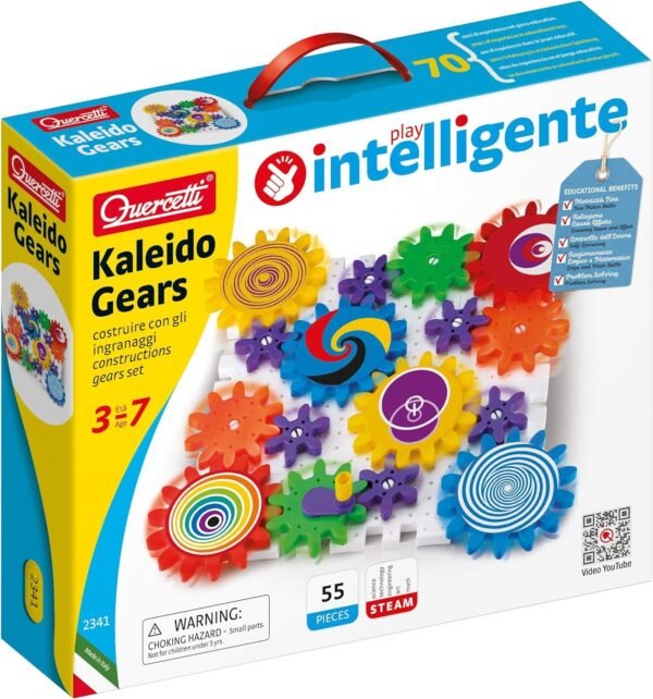 Quercetti Kaleido Gears - 55 Piece Building Set with 3 Different Sized