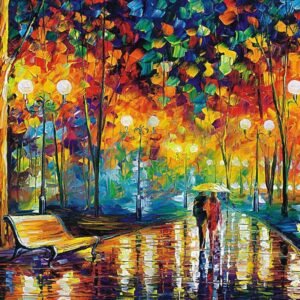 Robmoda 1000 Pieces Jigsaw Puzzles Romantic Rainy Night Walk Large Puzzles Intellectual