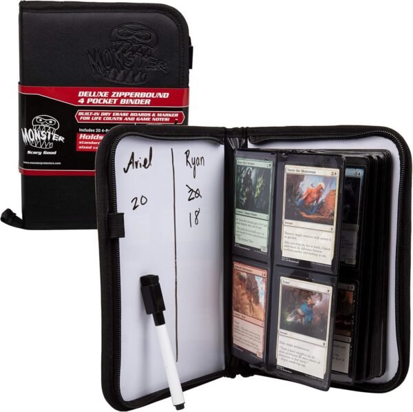 Trading Card Binder w 2 Built-in Dry Erase Boards- Premium Leather Grip