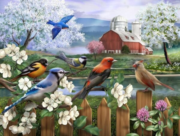 The Jigsaw Puzzle Factory Songbirds Sunflower, Spring and Birds Puzzle Games for