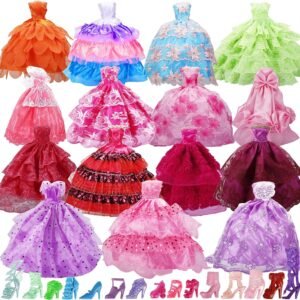 15 Pack Handmade Doll Clothes Dress & 15 Pairs Doll Shoes for