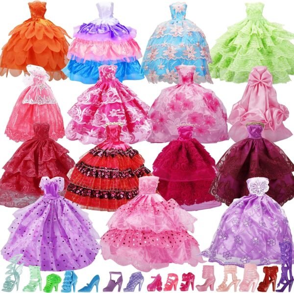 15 Pack Handmade Doll Clothes Dress & 15 Pairs Doll Shoes for