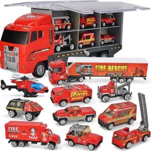 JOYIN 10 in 1 Die-cast Fire Truck Engine Vehicle Mini Rescue Emergency