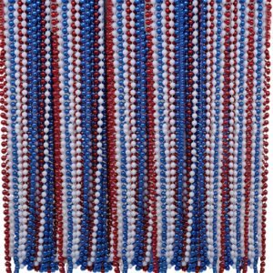 4Es Novelty Bulk Pack of 72 Red Blue White Patriotic Beads Necklace
